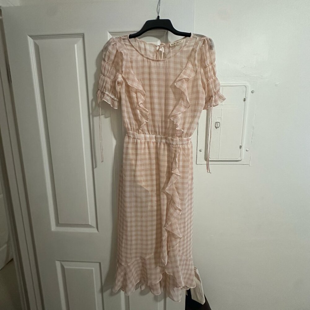 For Love & Lemons Checkered Pink Midi Dress